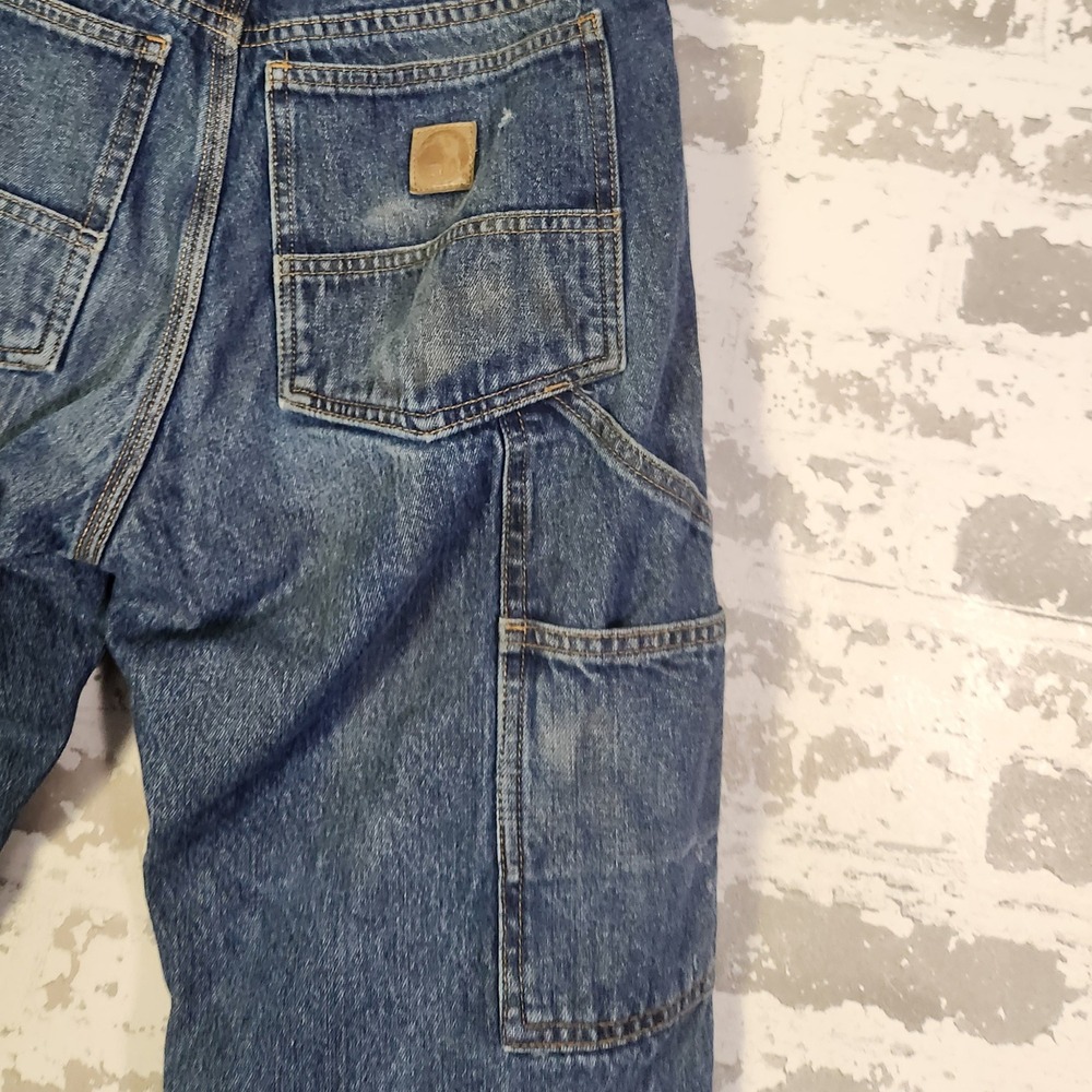 BERNE Mens Carpenter Jeans Size 30x30 Blue Denim Red Flannel Lined Workwear Pant - Picture 10 of 16